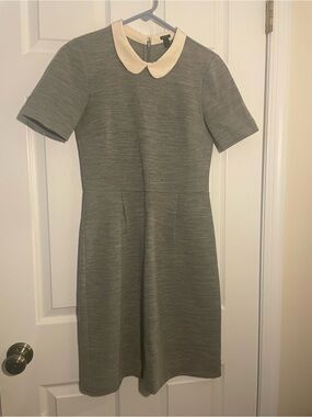 J. Crew Grey Midi Dress with Cream Peter Pan Collar